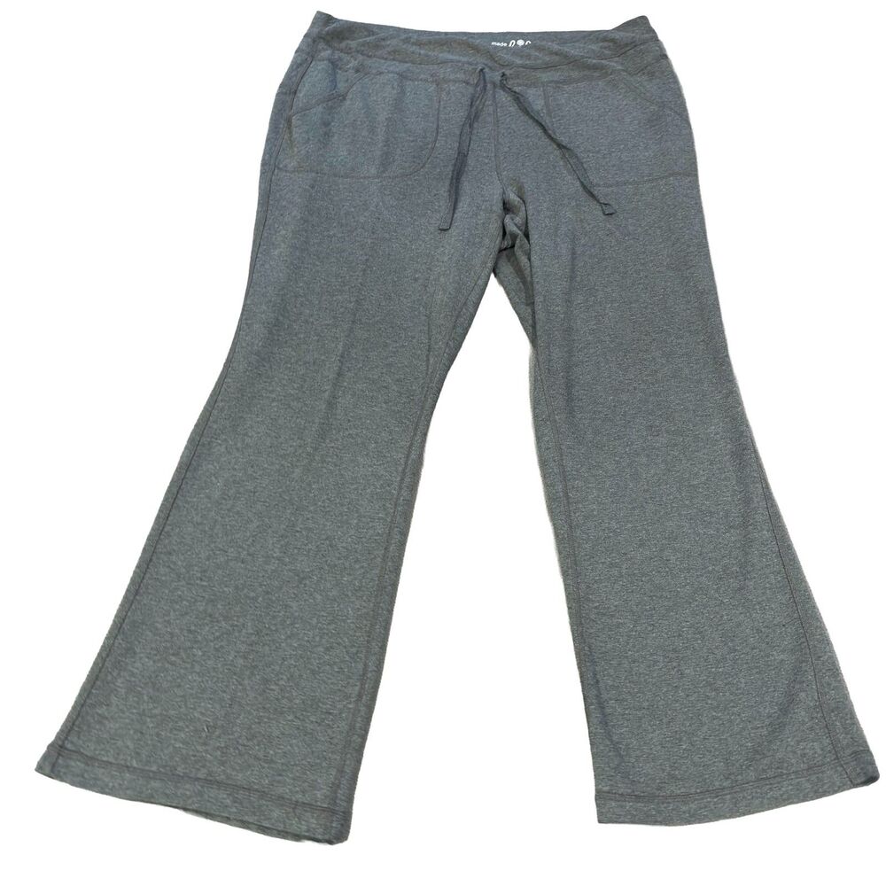 Made for Life Womens 1X Gray Plus Size Wide Leg Lounge Pants Drawstring Pockets